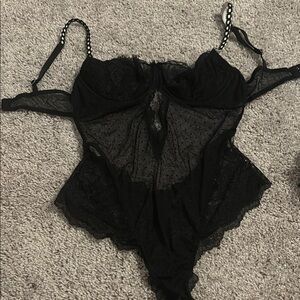 VICTORIA SECRET BLACK LINGERE BODYSUIT